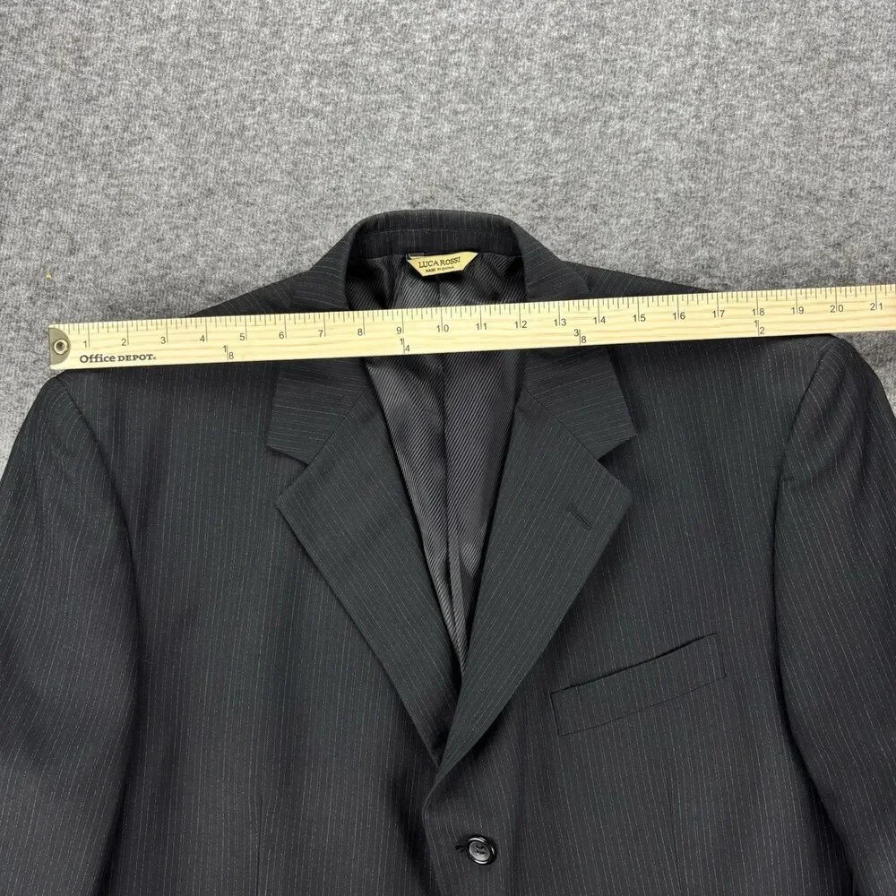 Luca Rossi Italia Men’s Blazer 44R Black Pinstripe 3 Button Superior 150s